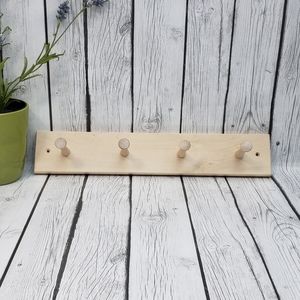 Mainstays 18 in. Wall Mounted Unfinished Wood Hook Rack, 4 Pegs